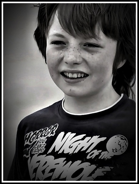 A framed black and white portrait of Marshall