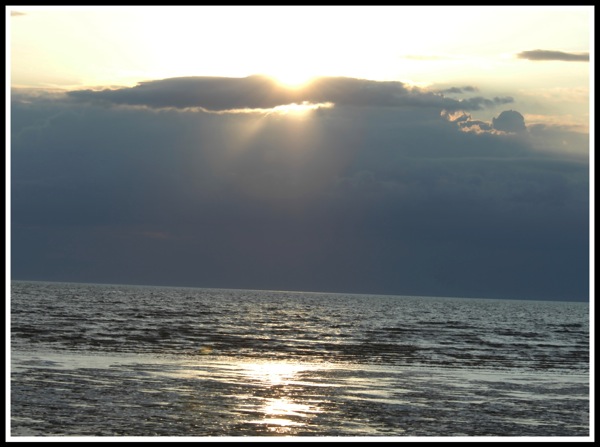 Sunset  on hunstanton beach