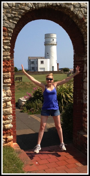 Sarah jumping for joy