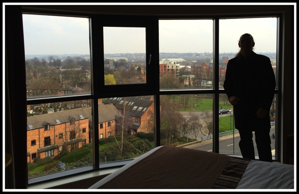 Me stood in our hotel window