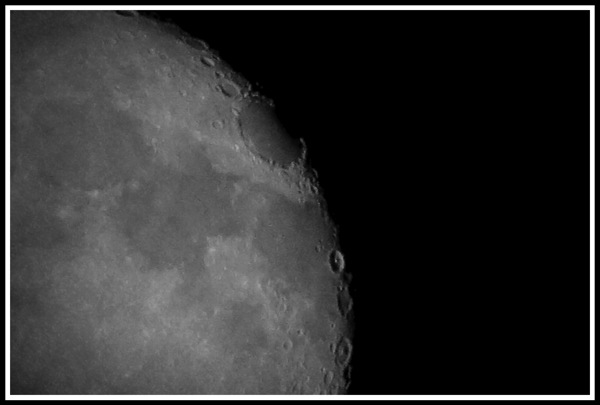 vintage greyscale effect on the north east side of the moon