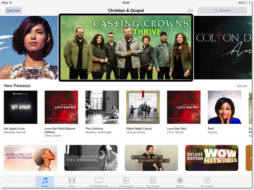 A screenshot taken from my iPad of Christian  Gospel iTunes