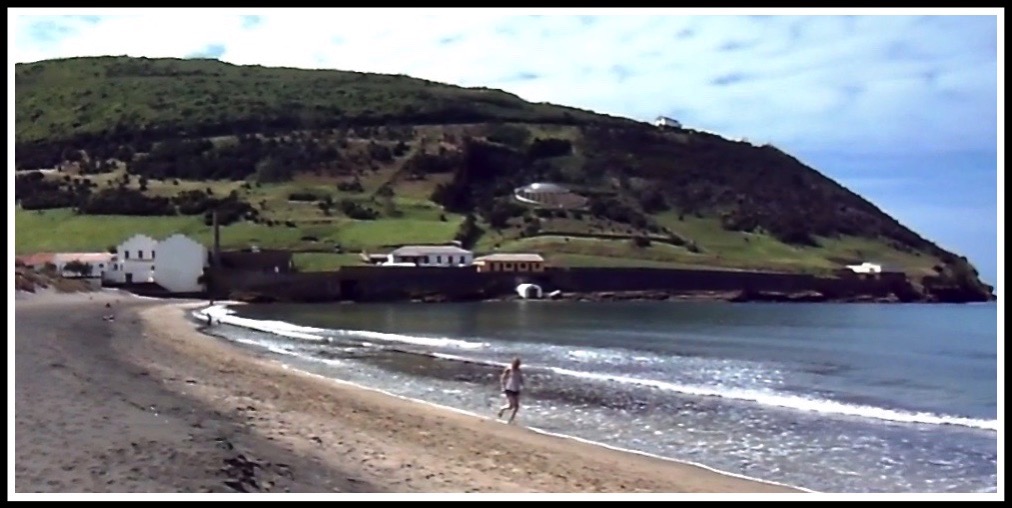 Sarah running and enjoying freedom on the volcanic beach all on her own!