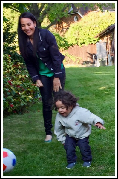 Zea and Raffy playing football