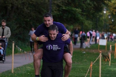 Adie on my back as i carry him on the hero carry