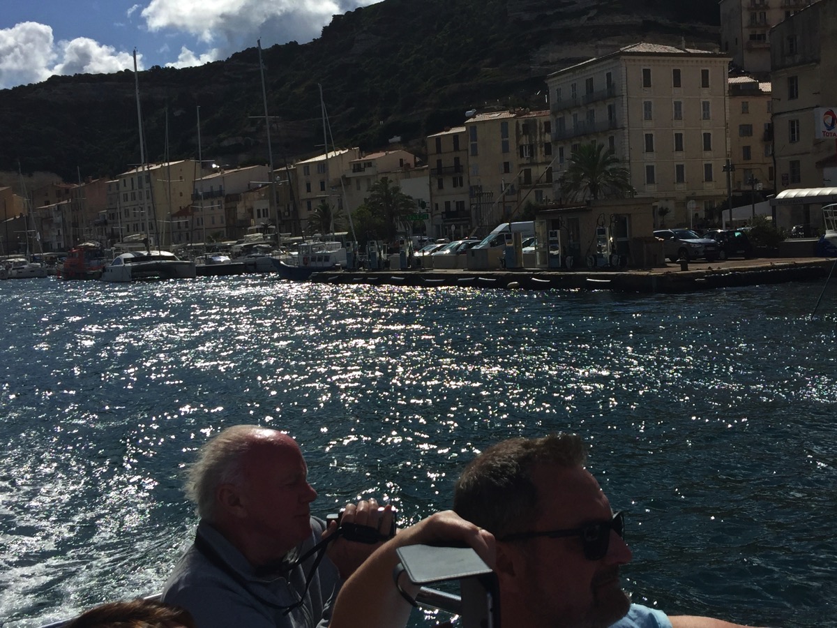 Dark photo inside the caves in Corsica whilst still in the boat