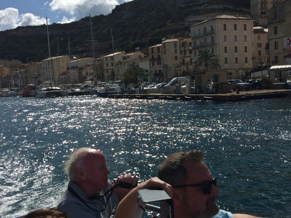 Dark photo inside the caves in Corsica whilst still in the boat