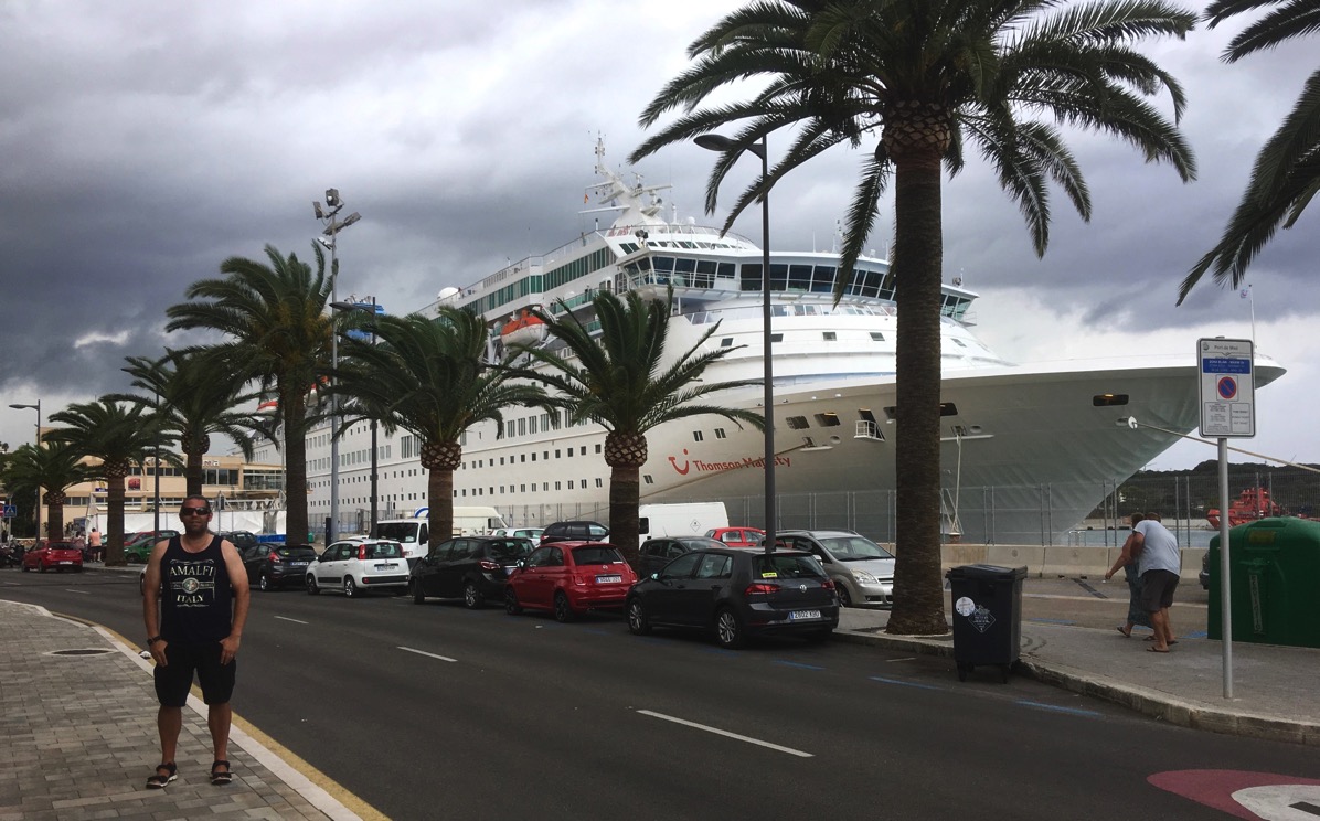 me stood on th main street of Minorca dock