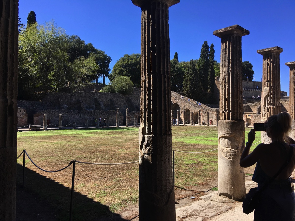 Long line of ancient pillars
