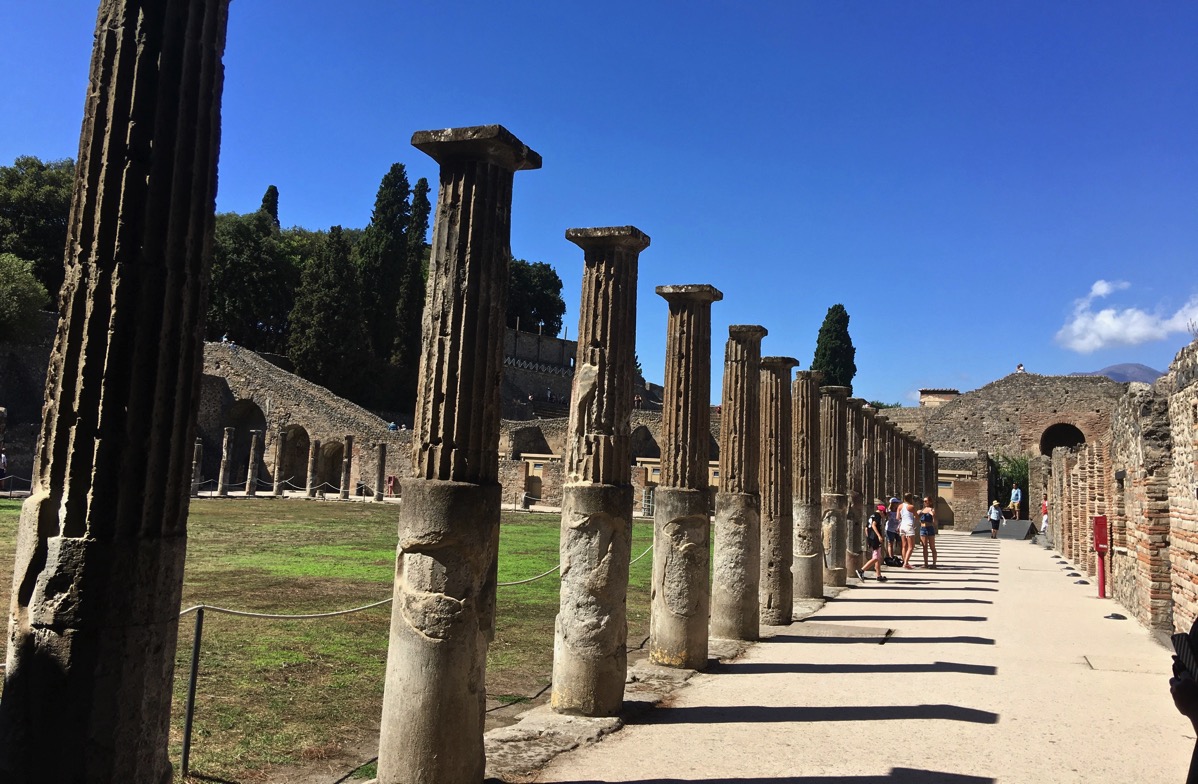 Long line of ancient pillars