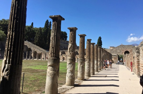 Long line of ancient pillars