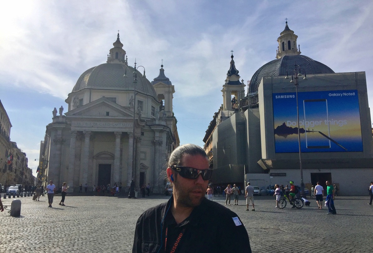 Me at centre front of the photo wearing sunglasses stood in the large main square in Rome