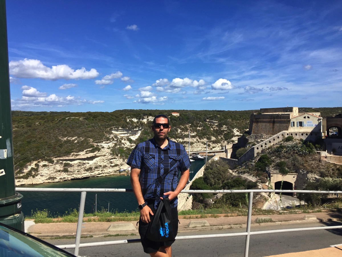 Me stood in the centre of the twon in Corsica