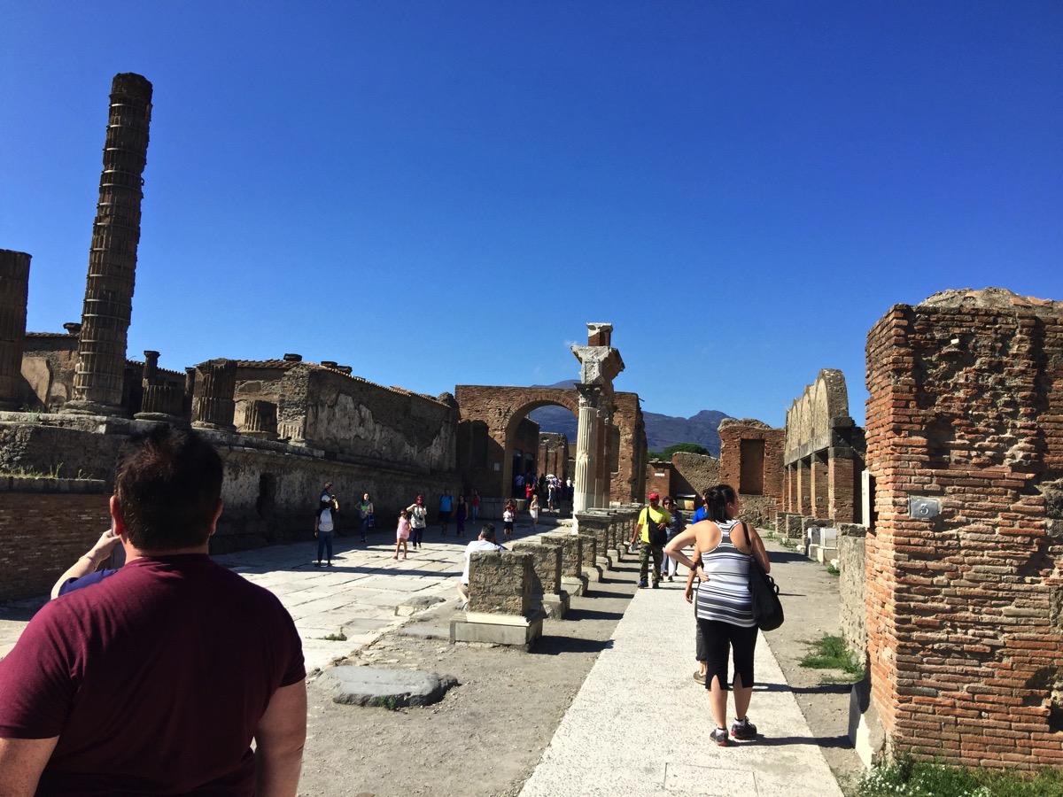 Our group crowding around a statue