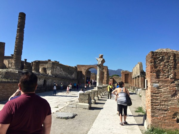 Our group crowding around a statue