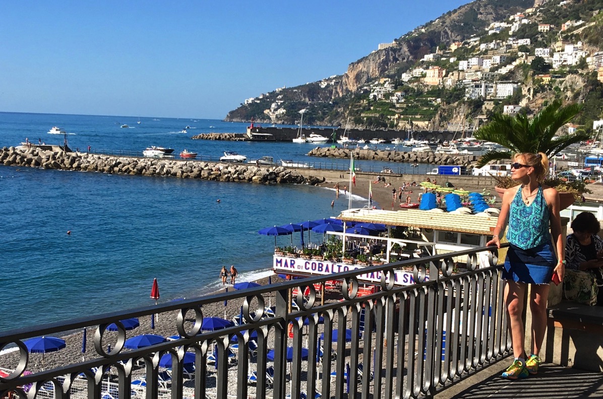Sarah looking out over the beautiful Amalfi bay