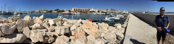 Sarah paorama of the whole dock from behind a wall 