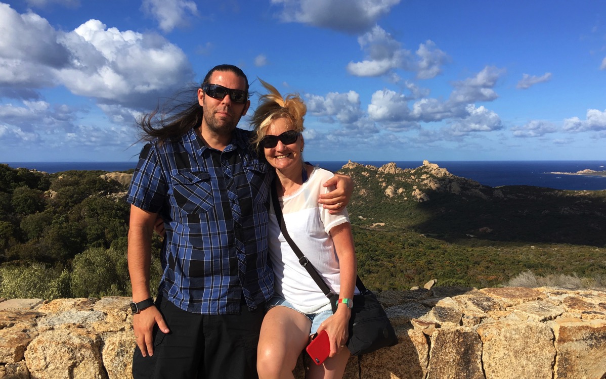 me and Sahar in front of the beautiful Corsican hills