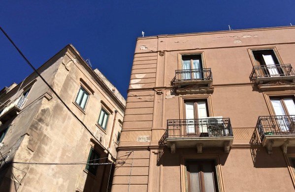 stunning buildings at the top of the cable cars in Trapini, Sicily