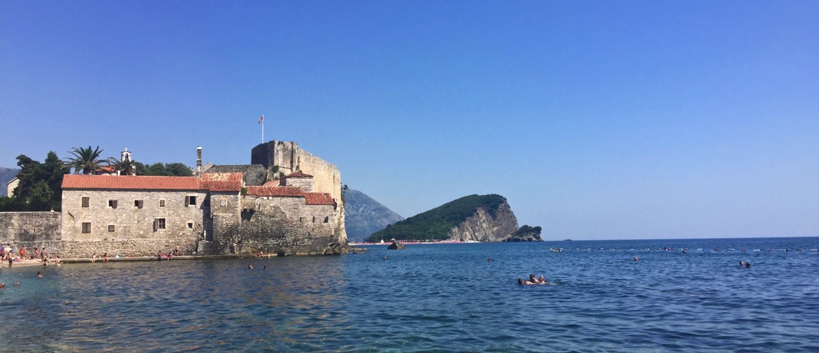 the sea with the coast line on left