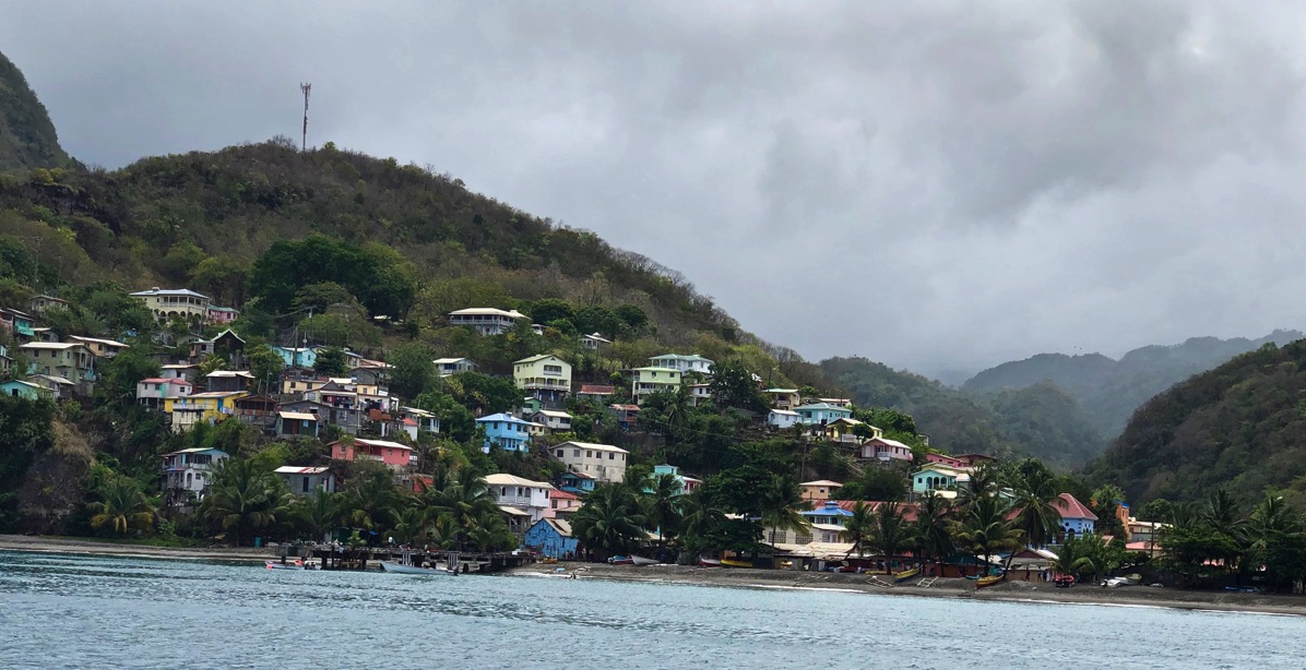 Beutiful bay with our boat anchored