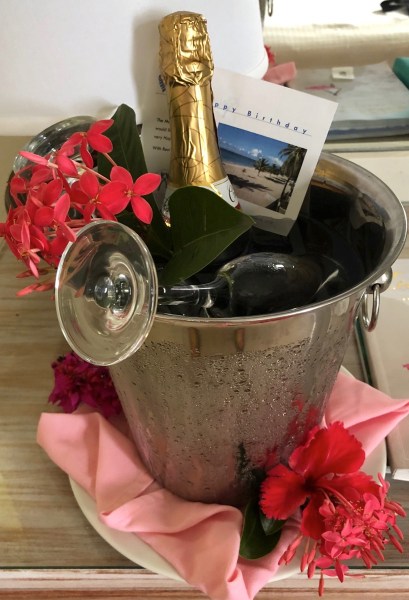 Champagne in a bucket for Sarah's birthday