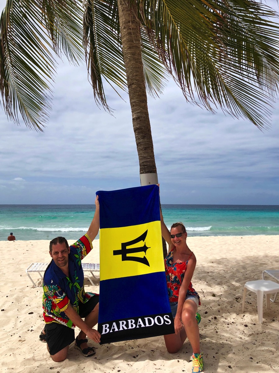 Me and Sarah with Barbados towel