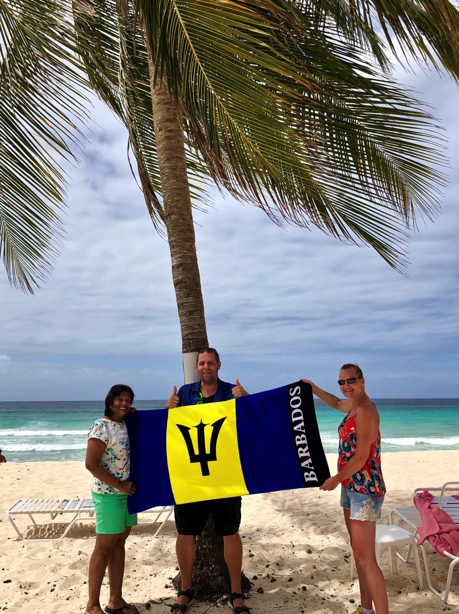 Me and Sarah with Barbados towel