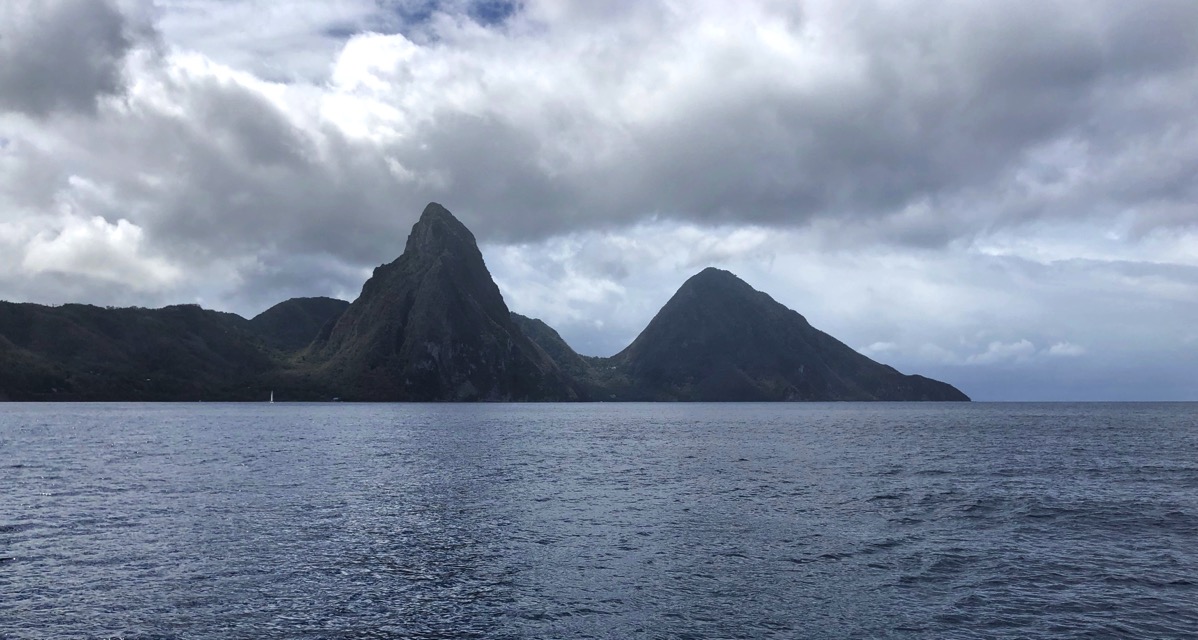 View from our boat of the Pitons