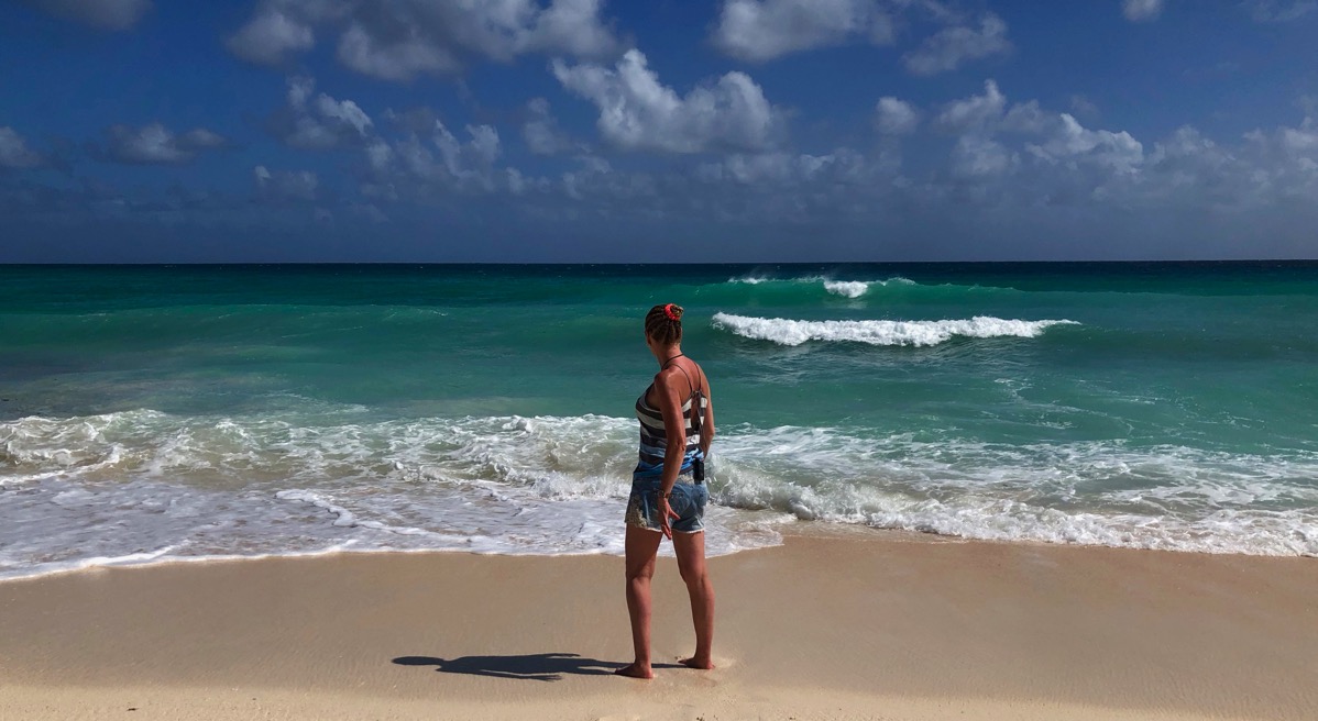 Sarah on Barbdos beach