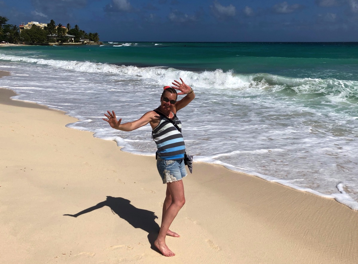 Sarah on Barbdos beach