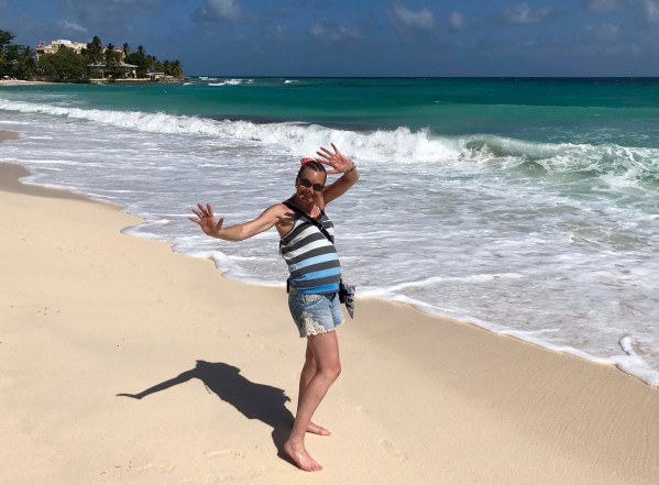 Sarah on Barbdos beach