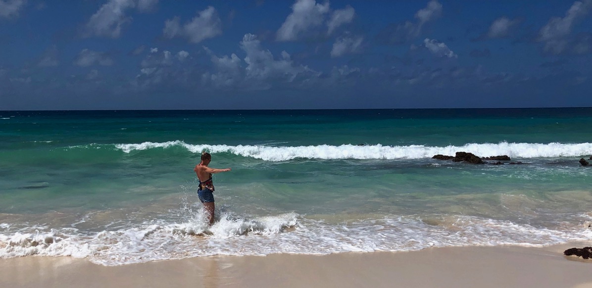 Sarah on Dover beach